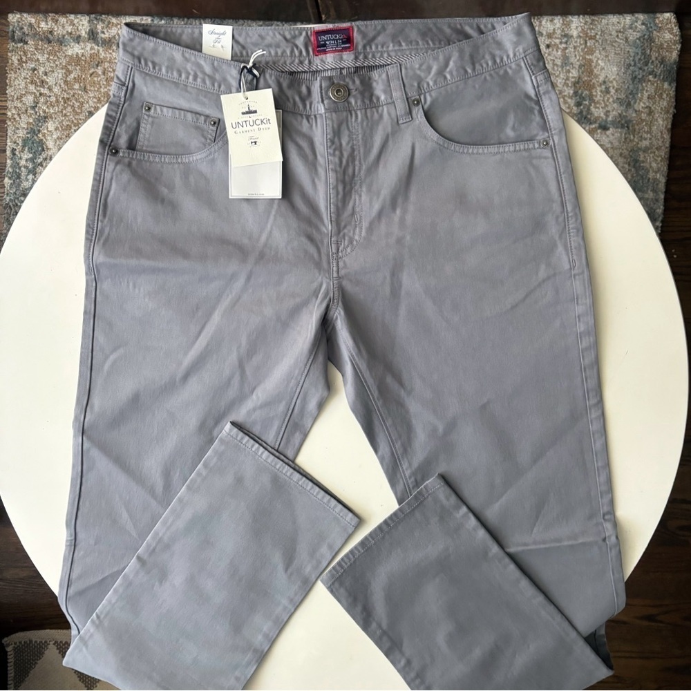 UNTUCKit Men’s Straight Fit 5-Pocket Pima Cotton Pant 34x34 Gray New